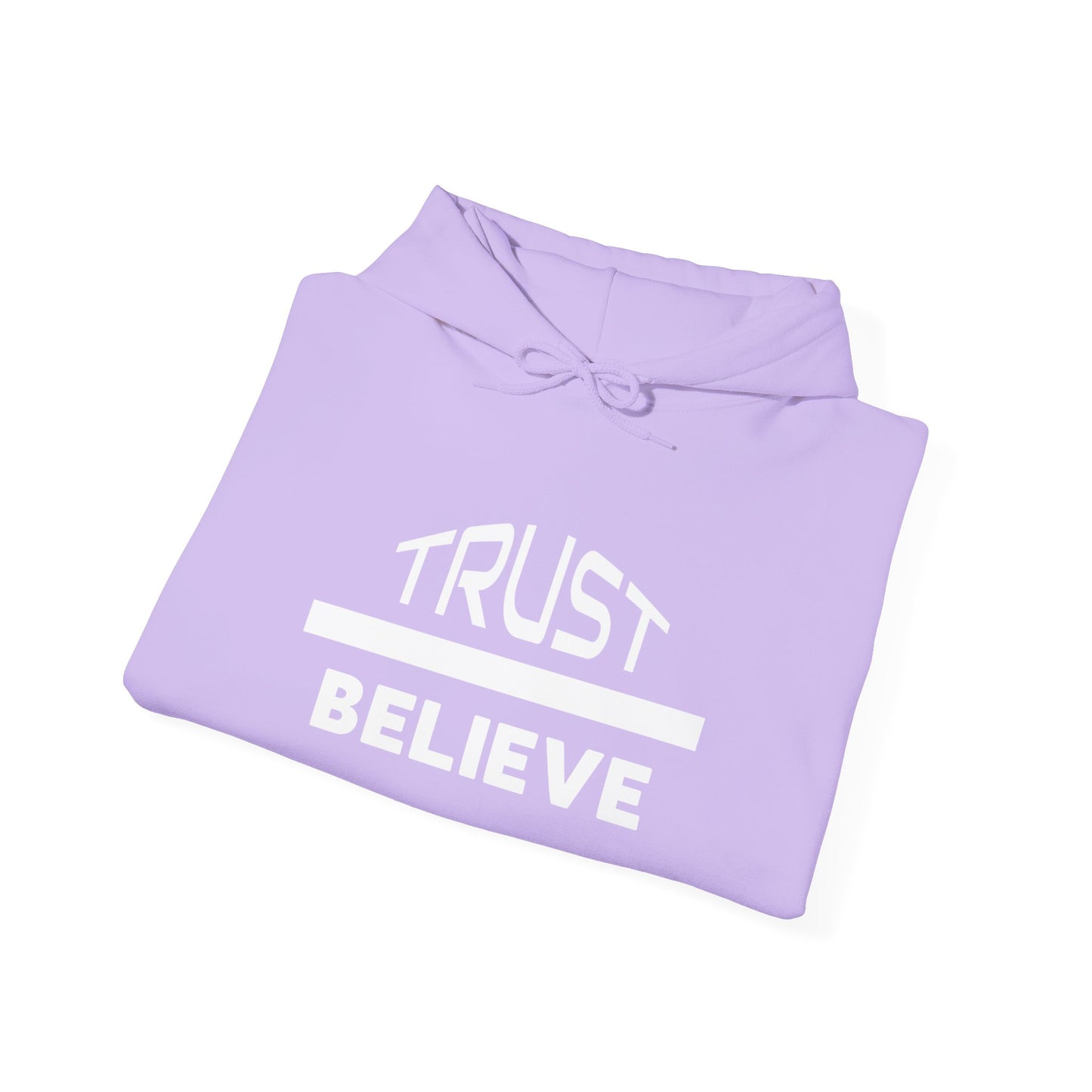 Trust-Believe (white letters) - Heavy Blend Hooded Sweatshirt Plush and Warm Unisex Cotton/Polyester Blend