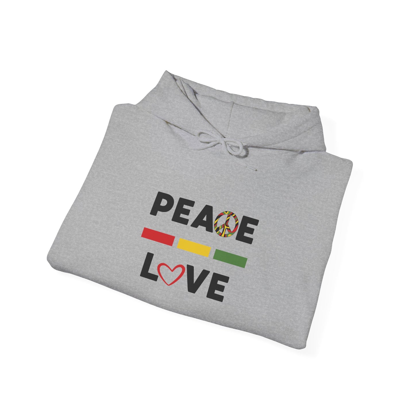 Peace-Love (black letters) - Heavy Blend Hooded Sweatshirt Plush and Warm Unisex Cotton/Polyester Blend