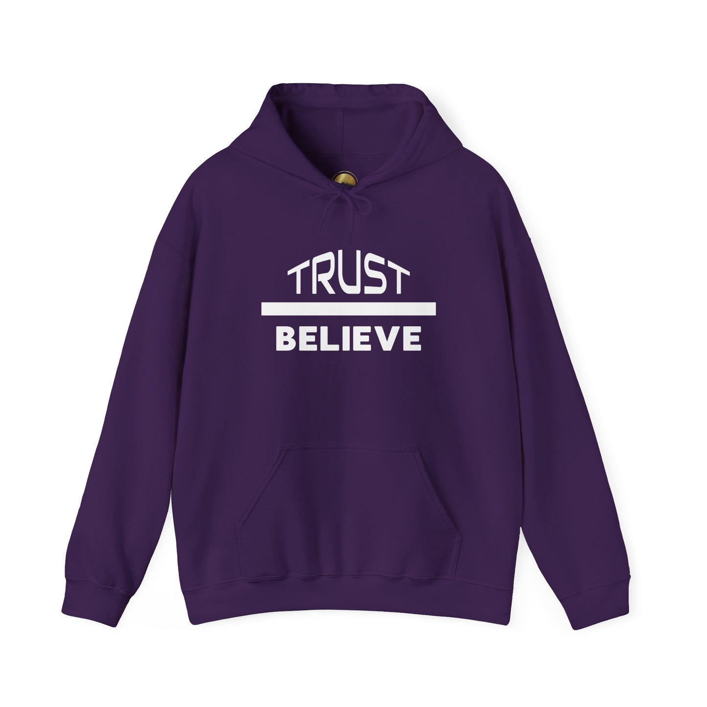 Trust-Believe (white letters) - Heavy Blend Hooded Sweatshirt Plush and Warm Unisex Cotton/Polyester Blend