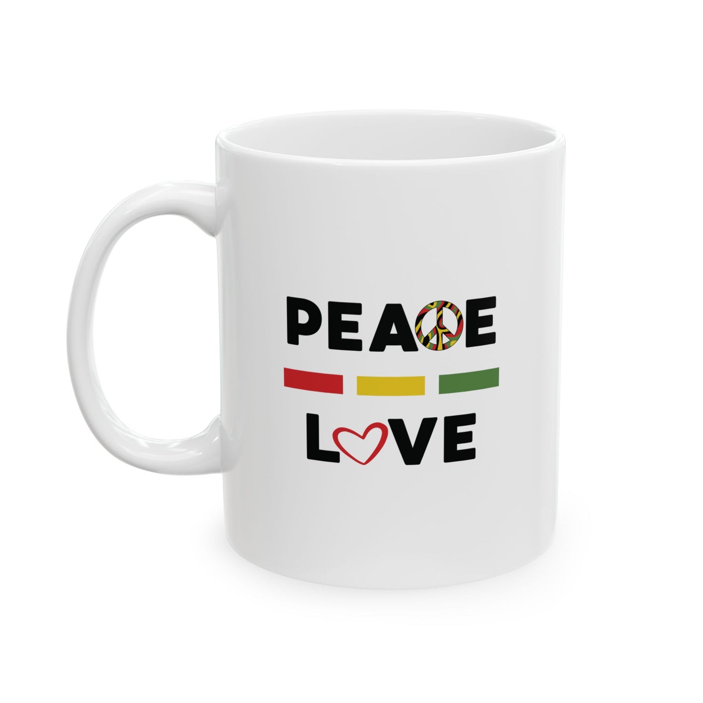 Peace & Love (red) - Ceramic Mug - 11oz & 15oz - Perfect Gift for Inspiration & Motivation