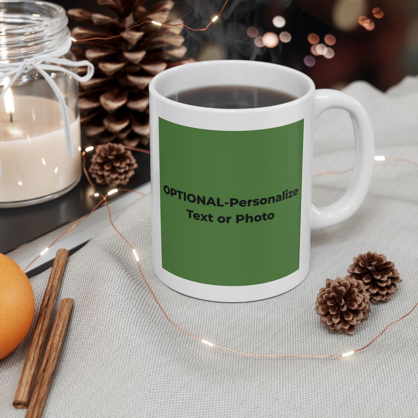 Peace & Love (green) - Ceramic Mug - 11oz & 15oz - Perfect Gift for Inspiration & Motivation