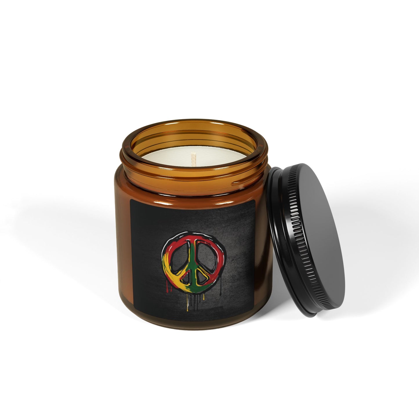 Peace Sign - Amber Jar 4oz, Soy Candle - Eco-Friendly