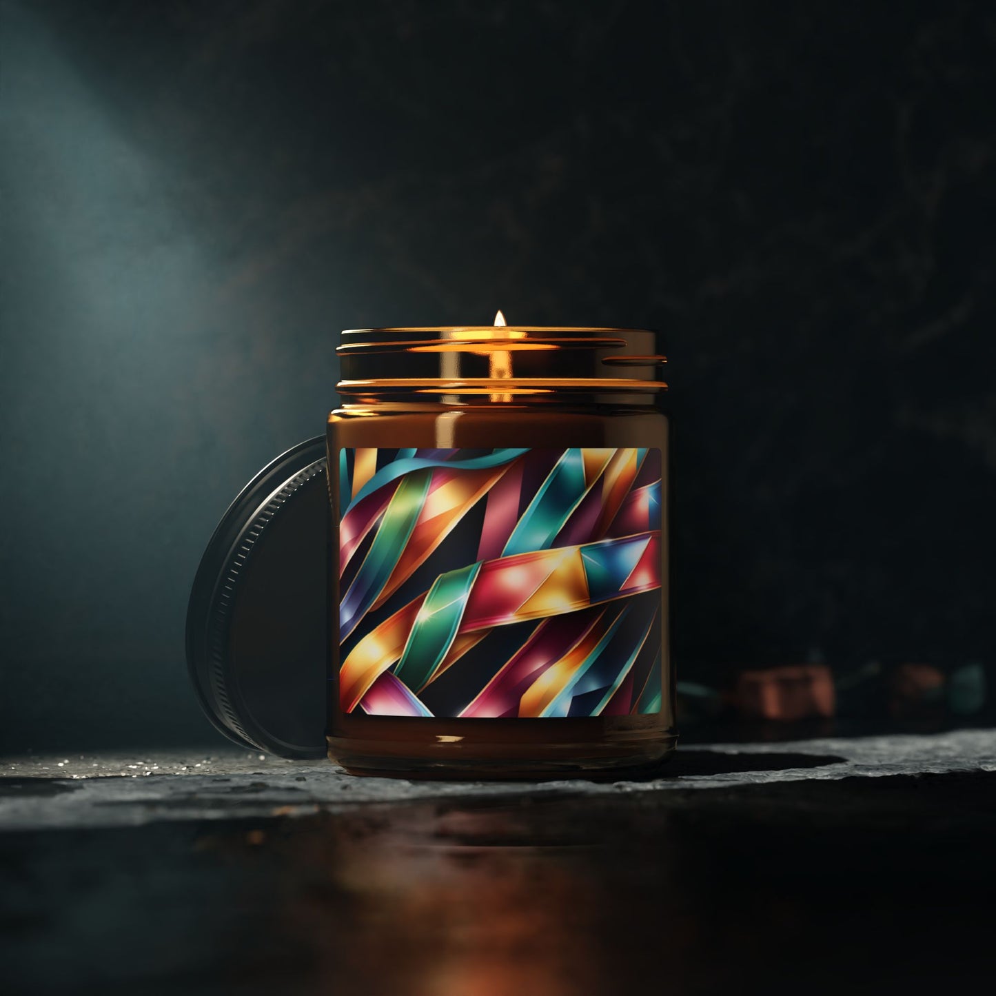 Ribbon Wave - Amber Jar 9oz, Soy Candle - Eco-Friendly