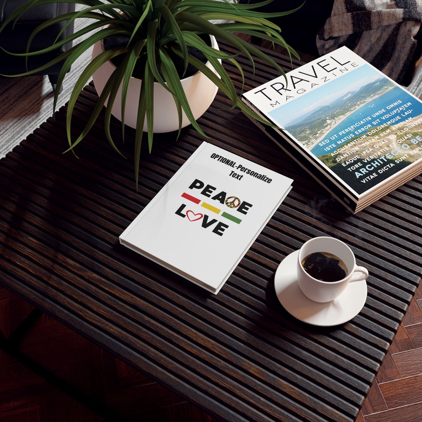 Peace & Love (white) | Personalized Hard Backed Journal