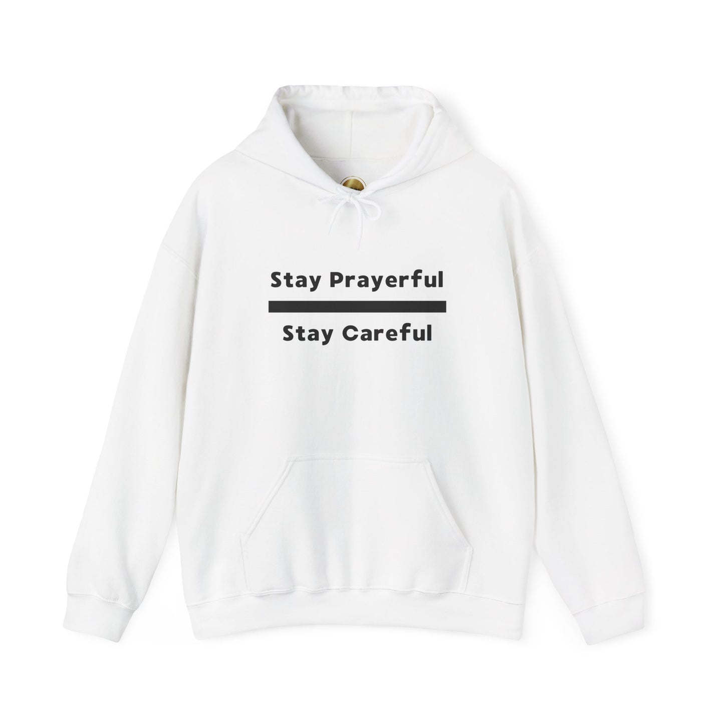 Stay Prayerful-Stay Careful (black letters) - Unisex Heavy Blend™ Hooded Sweatshirt
