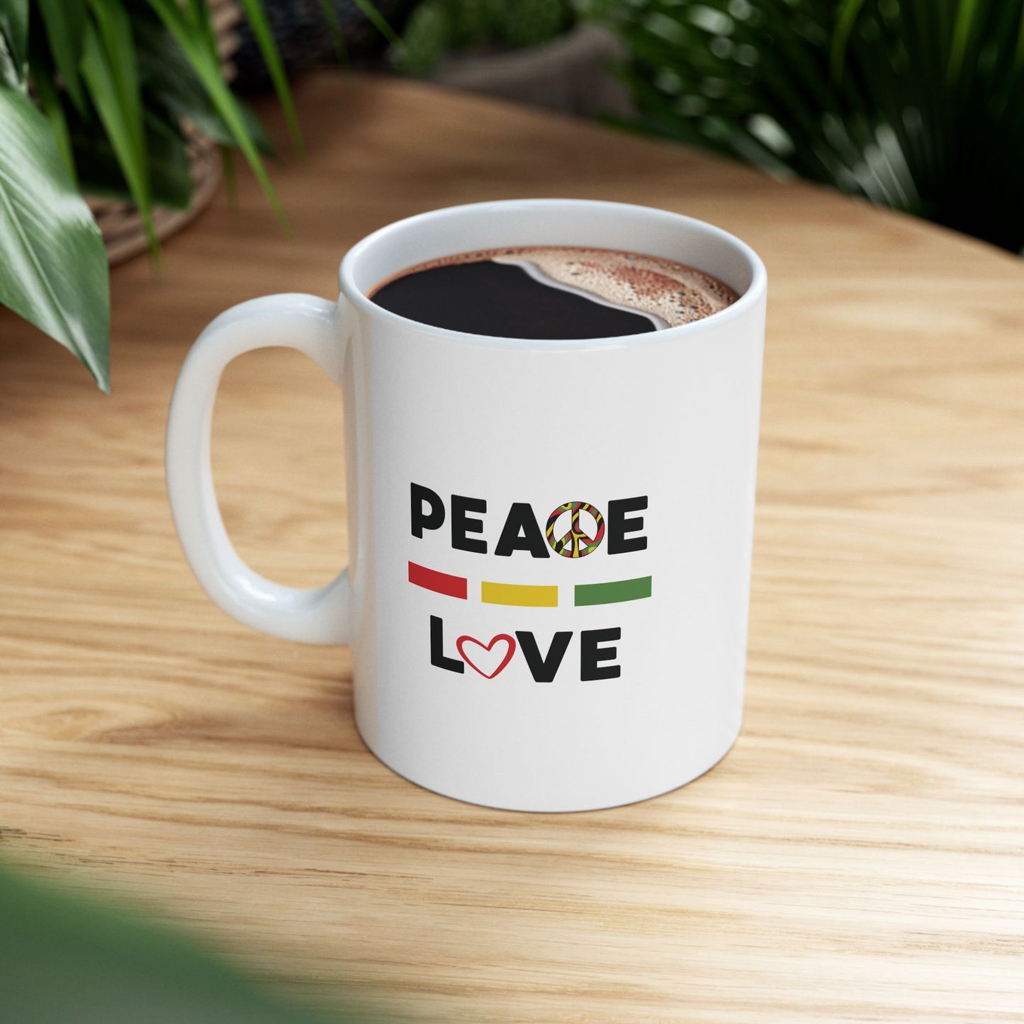 Peace & Love (red) - Ceramic Mug - 11oz & 15oz - Perfect Gift for Inspiration & Motivation