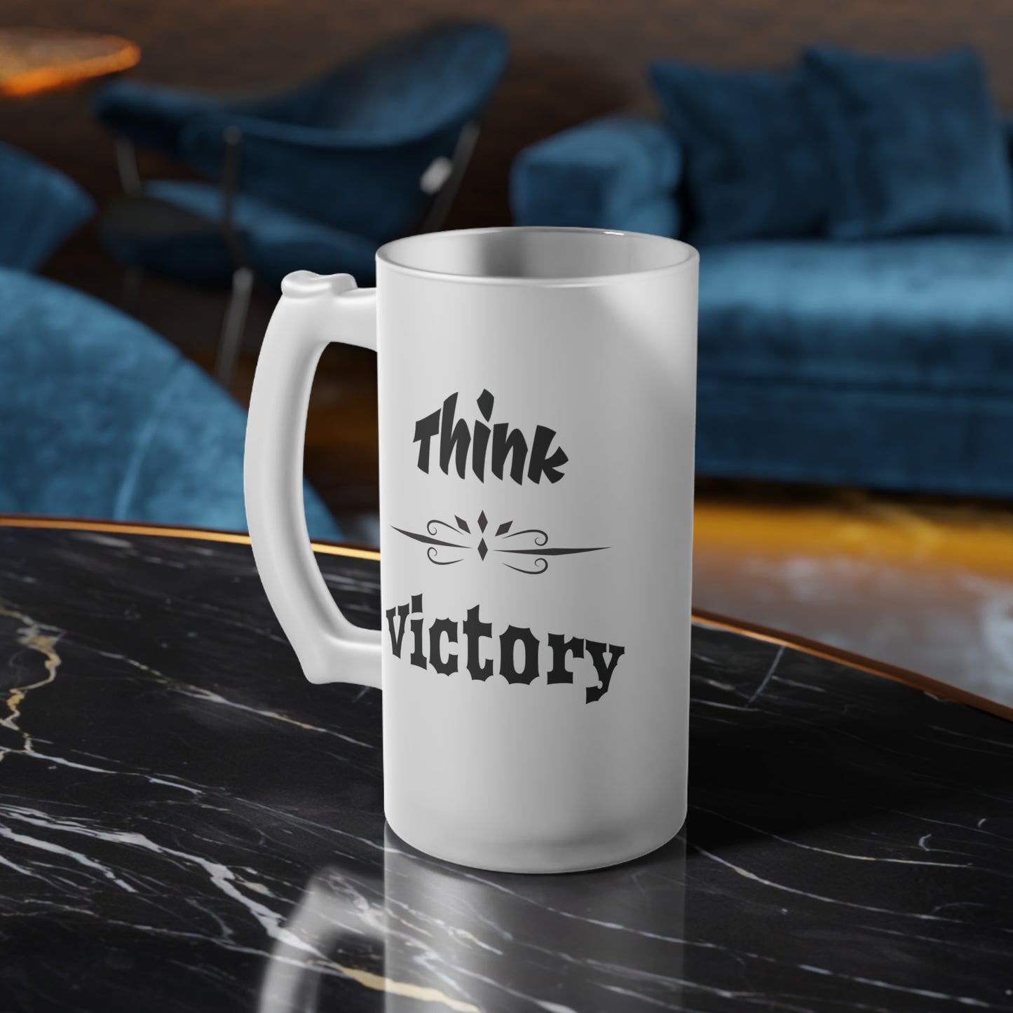 Think Victory - Frosted 16 oz. Glass Beer Mug - Celebrate Victory with Style