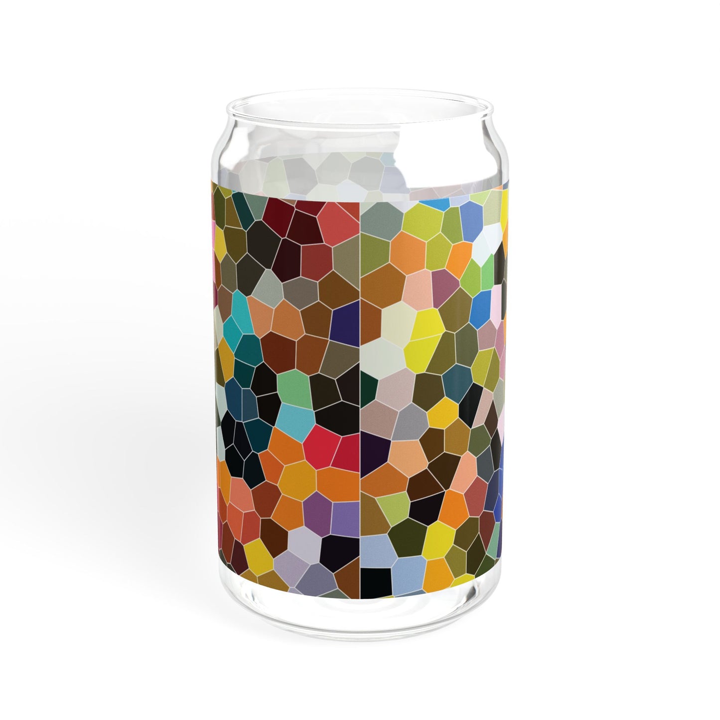 Peace Verde - Sipper Glass 16oz with Eco-Friendly Bamboo Lid - Colorful Mosaic Design