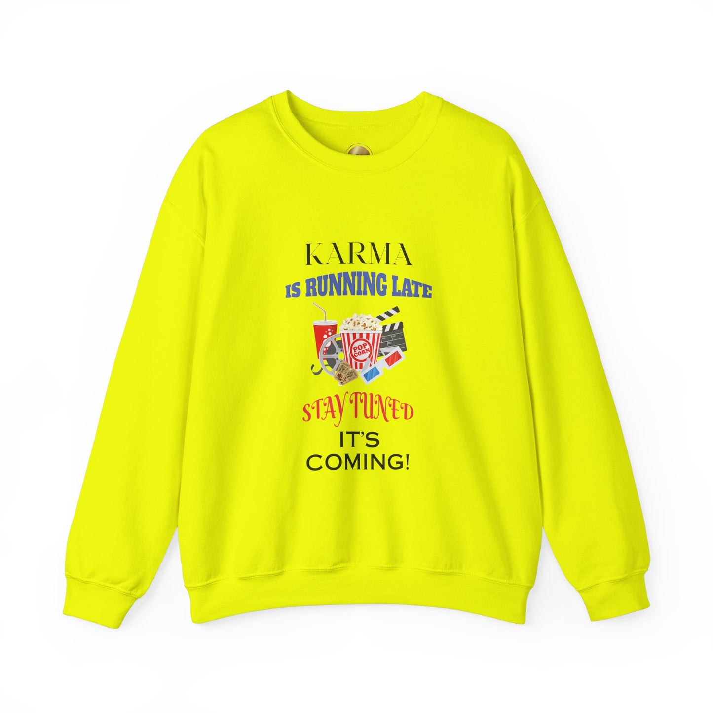 Karma Running Late - Heavy Blend Crewneck Sweatshirt - Comfort and Durability - Unisex