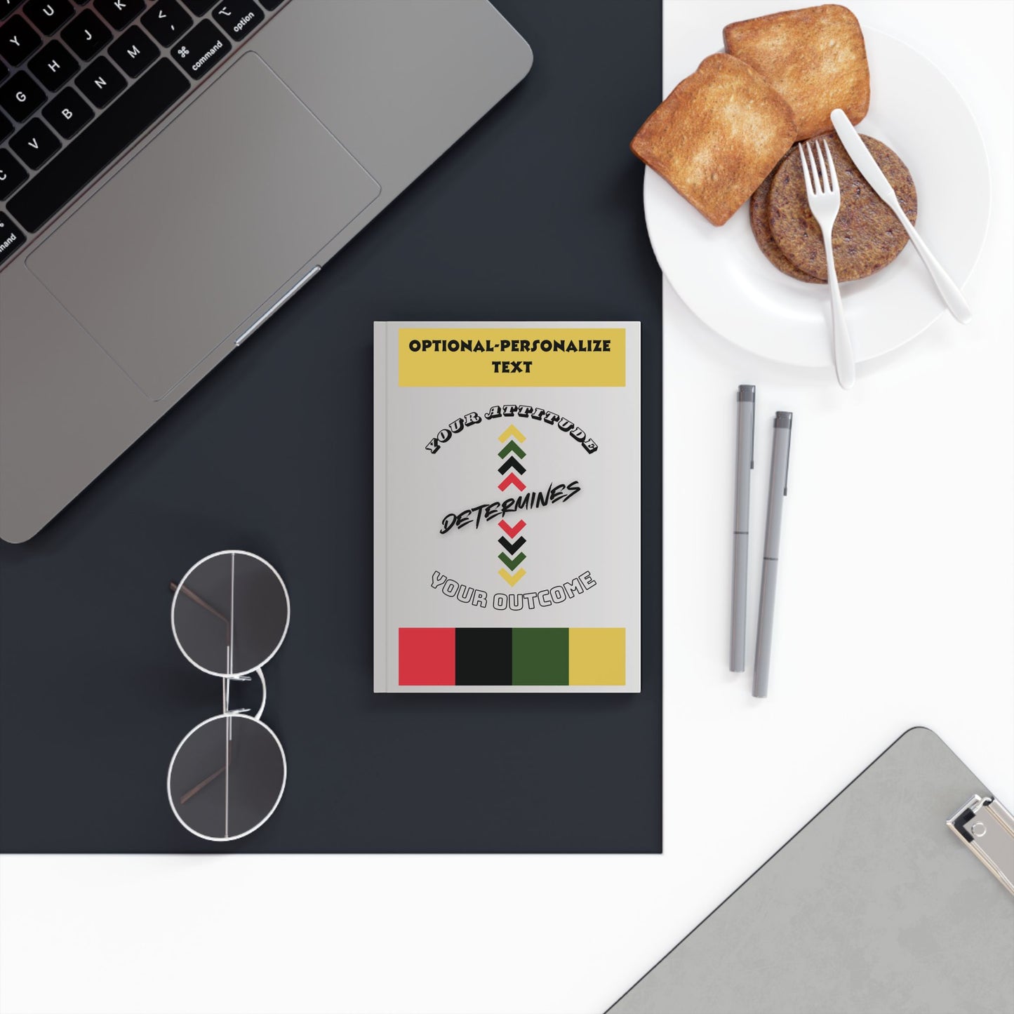 Your Attitude Determines Your Outcome (gray gradient) - Personalized Hard Backed Journal