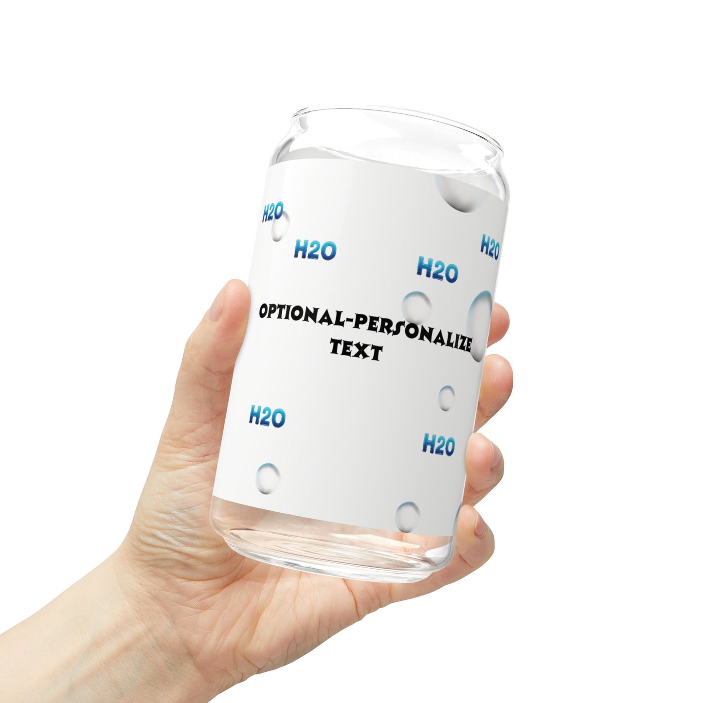 Water Drops H2O (blue letters)- Sipper Glass 16oz