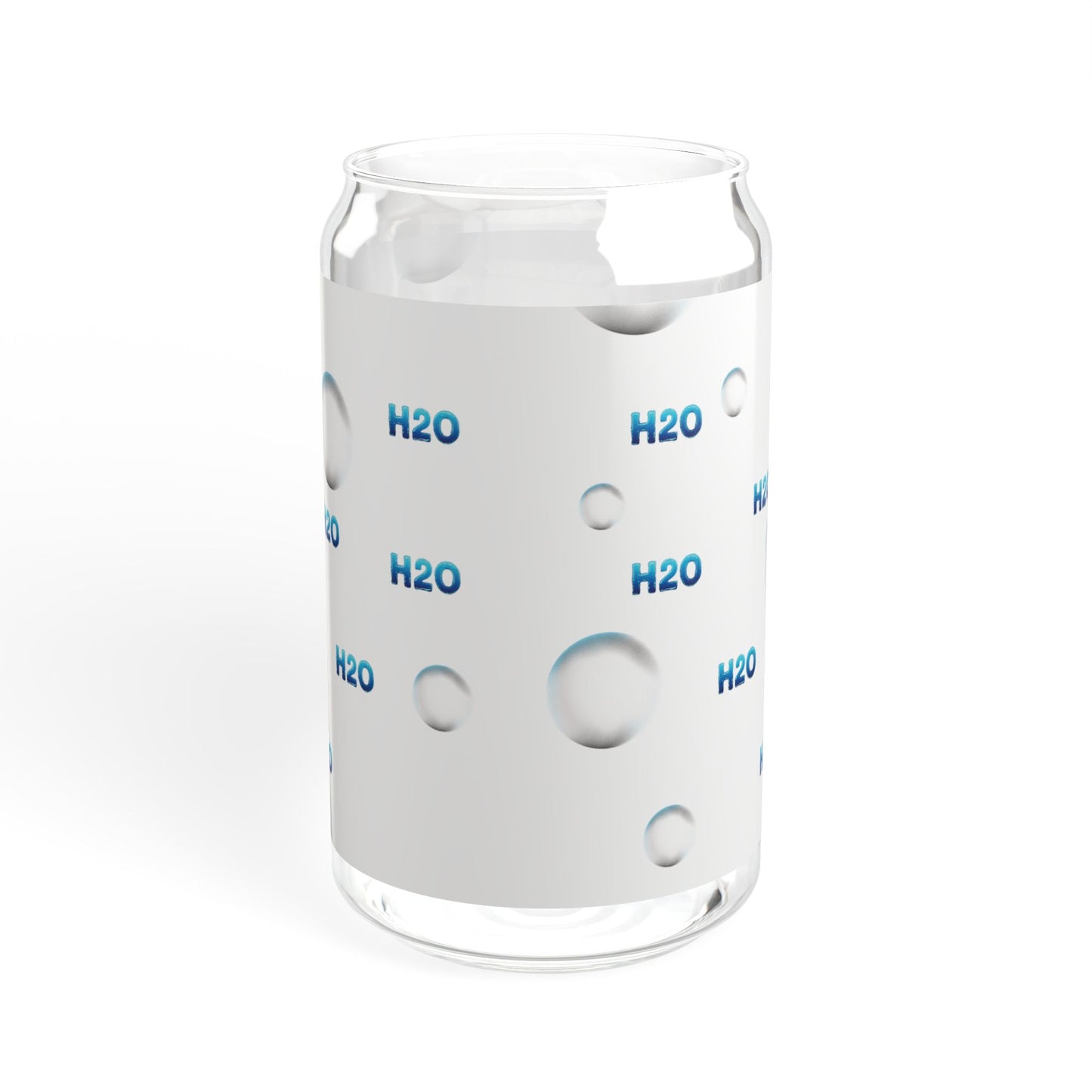Water Drops H2O (blue letters)- Sipper Glass 16oz