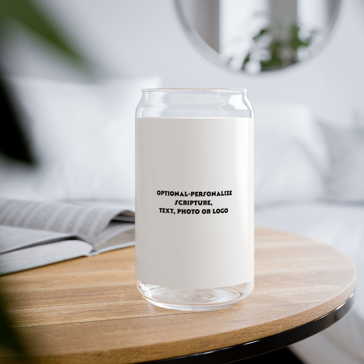 Personalized (frost look) - 16oz Sipper Glass with Bamboo Lid - Customizable Drinkware for Every Occasion