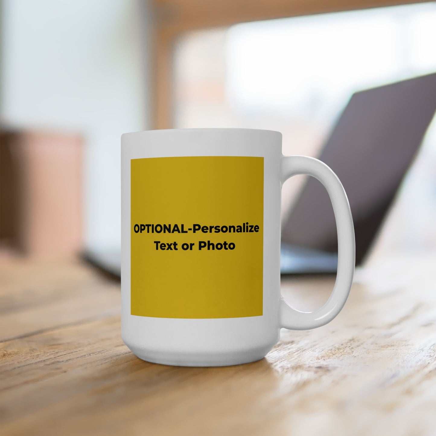 Peace & Love (yellow) - Ceramic Mug - 11oz & 15oz - Perfect Gift for Inspiration & Motivation