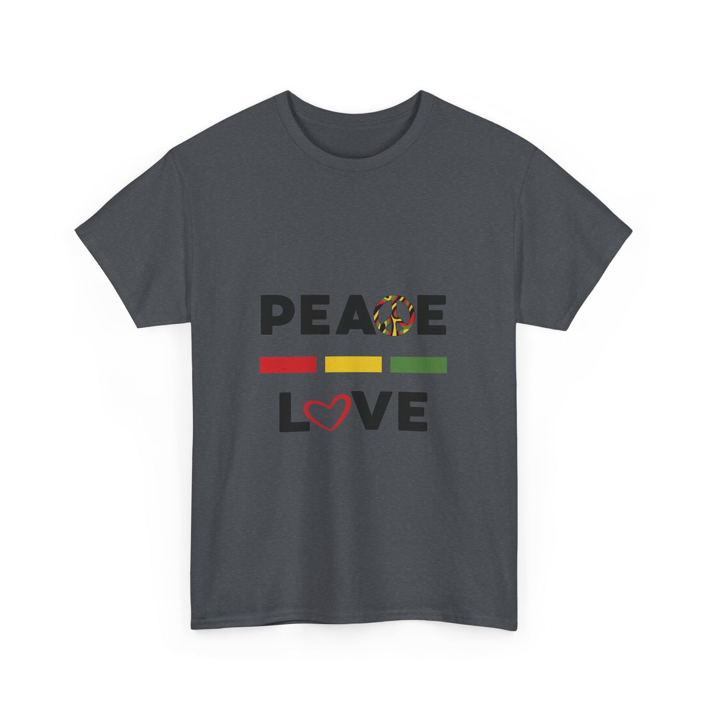 Peace-Love (black lettering) - Heavy Cotton Tee