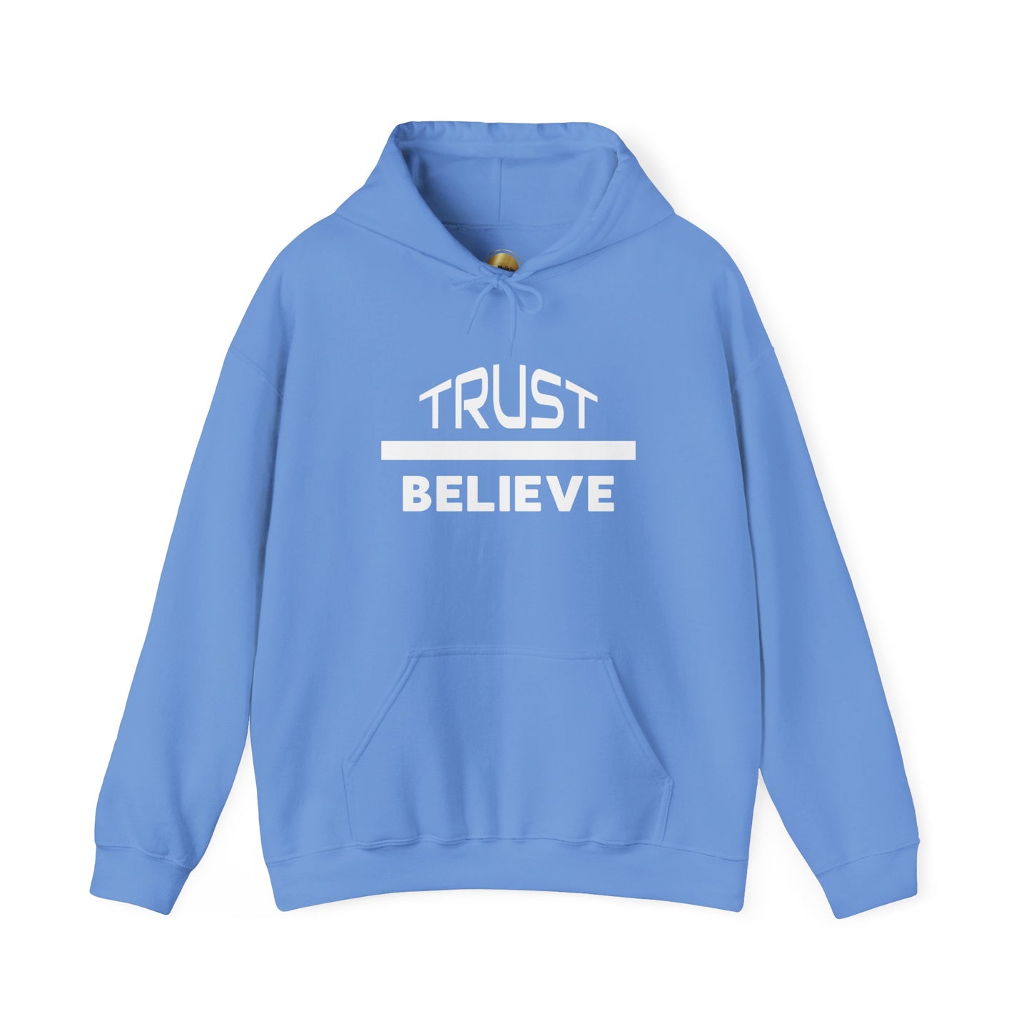 Trust-Believe (white letters) - Heavy Blend Hooded Sweatshirt Plush and Warm Unisex Cotton/Polyester Blend