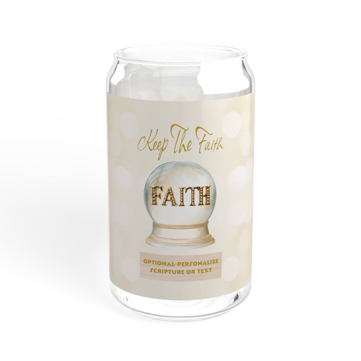 Keep The Faith - Inspirational Sipper Glass | 16oz Drink Jar with Bamboo Lid and Straw