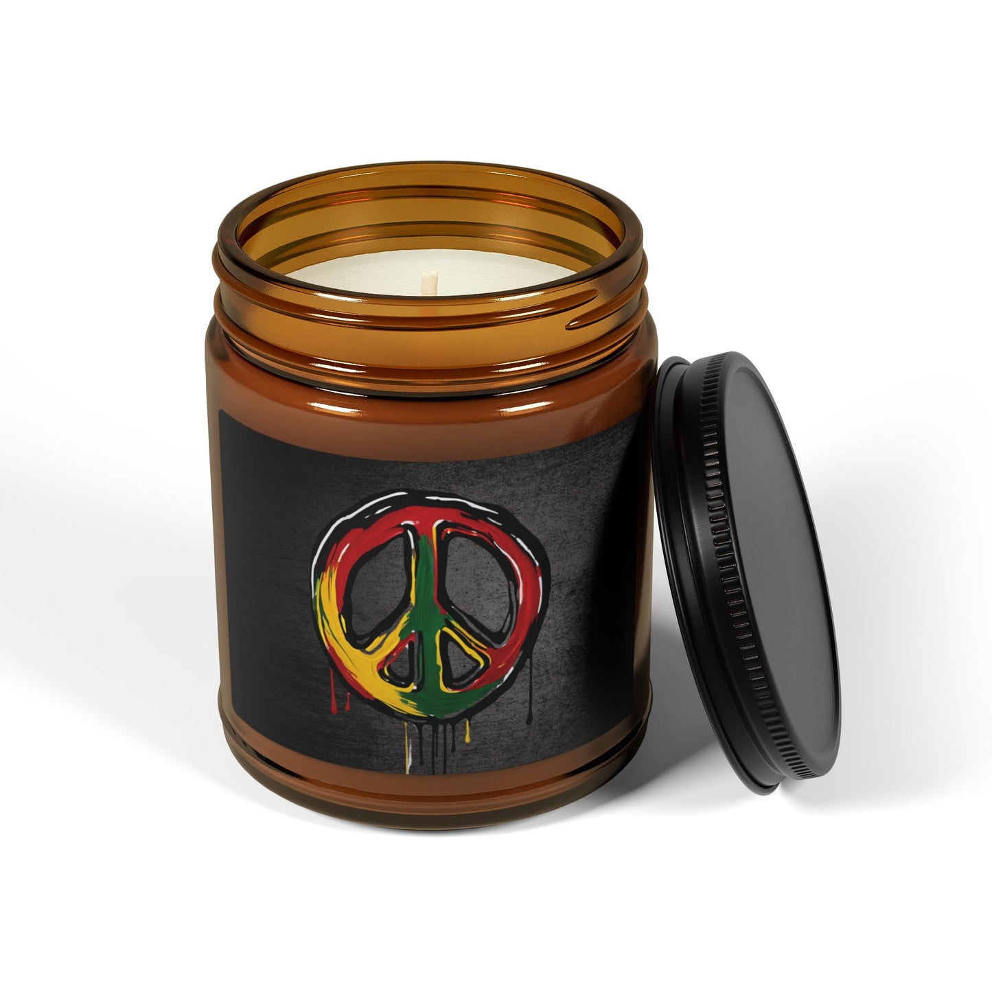 Peace Sign - Amber Jar 9oz, Soy Candle - Eco-Friendly