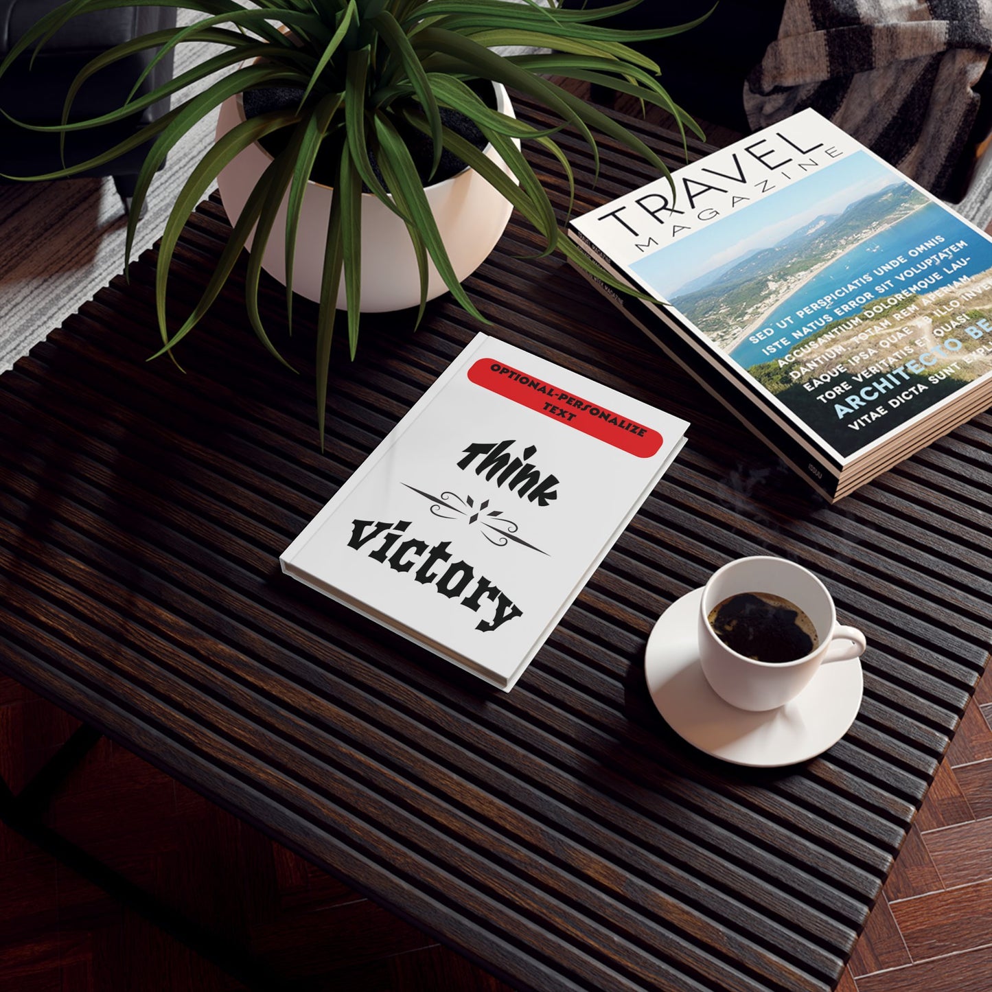 Think Victory (black & red) - Personalized Hard Backed Journal