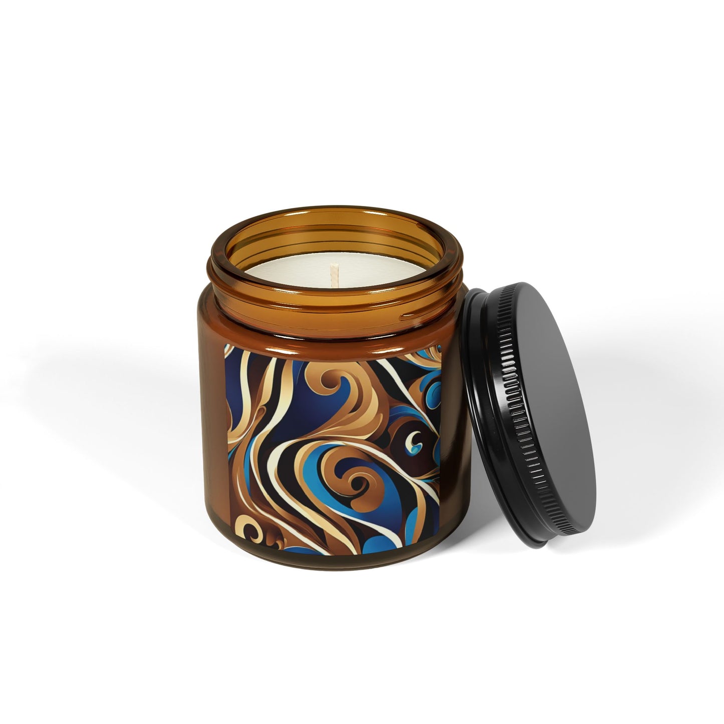 Blue Maze - Amber Jar 4oz, Soy Candle - Eco-Friendly