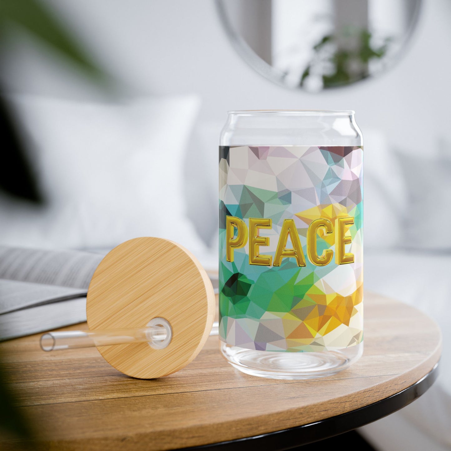 Peace Amarilla - Sipper Glass 16oz, Eco-Friendly Drinkware