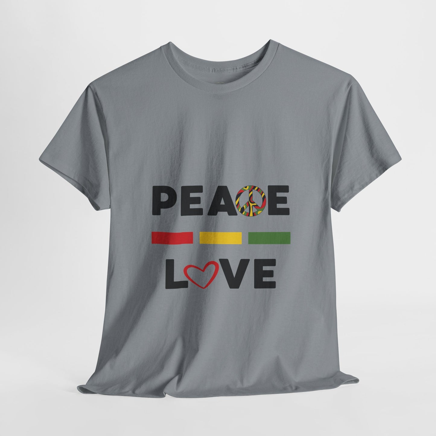 Peace-Love (black lettering) - Heavy Cotton Tee