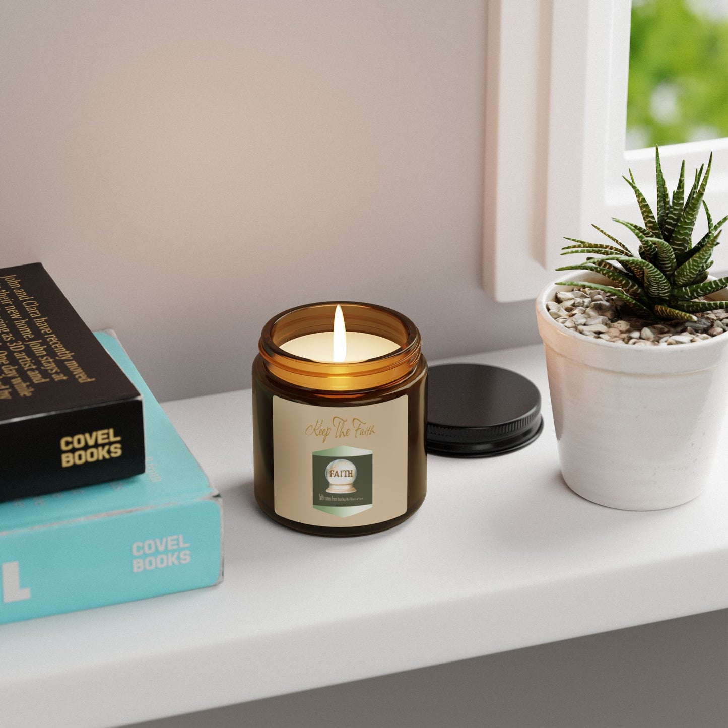 Keep The Faith - Amber Jar 4oz, Soy Candle - Perfect for Relaxation and Spiritual Moments