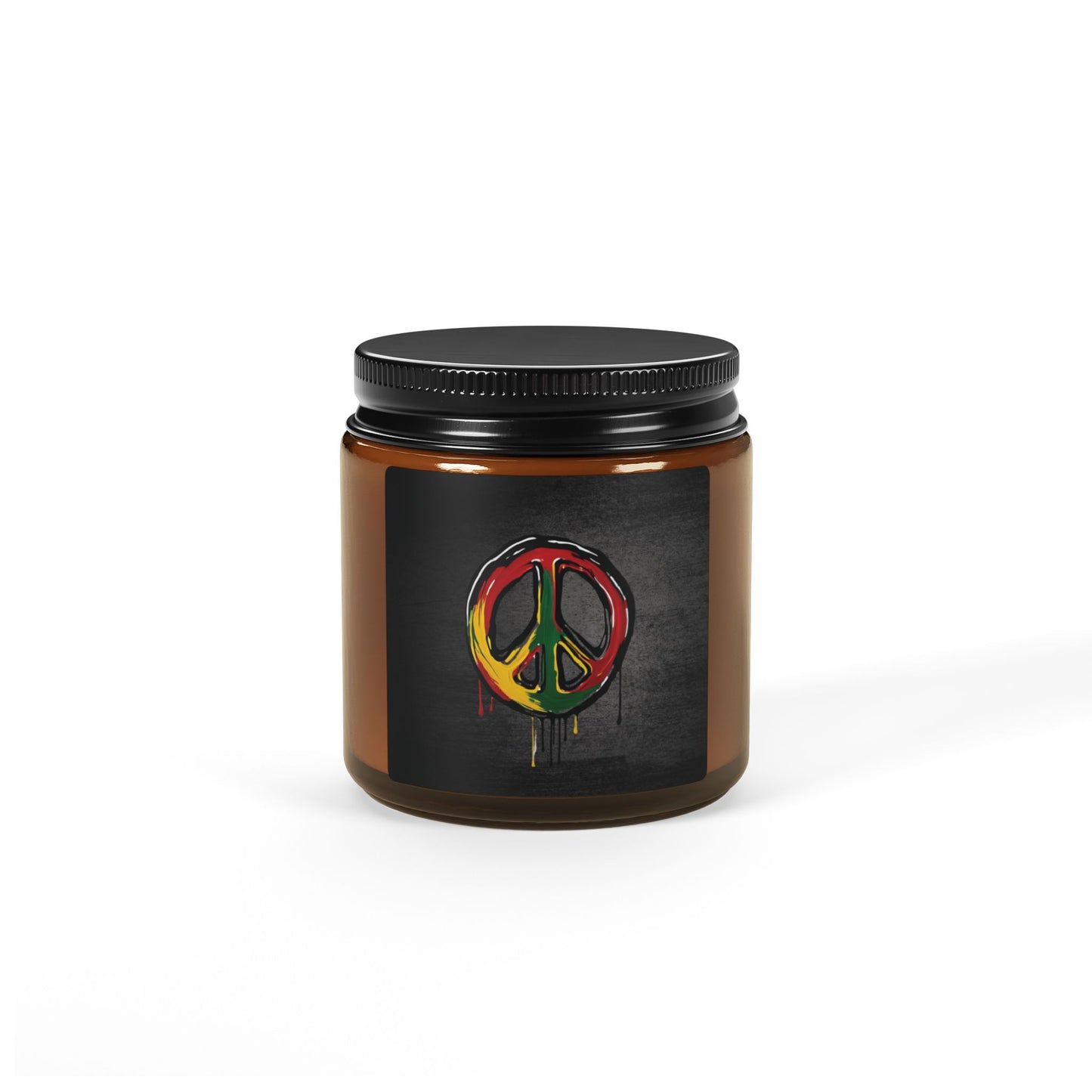 Peace Sign - Amber Jar 4oz, Soy Candle - Eco-Friendly