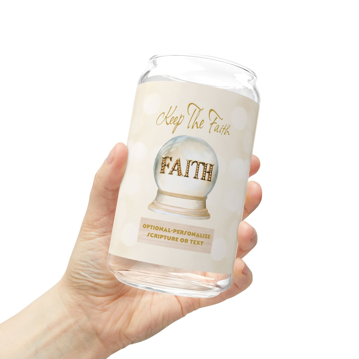 Keep The Faith - Inspirational Sipper Glass | 16oz Drink Jar with Bamboo Lid and Straw