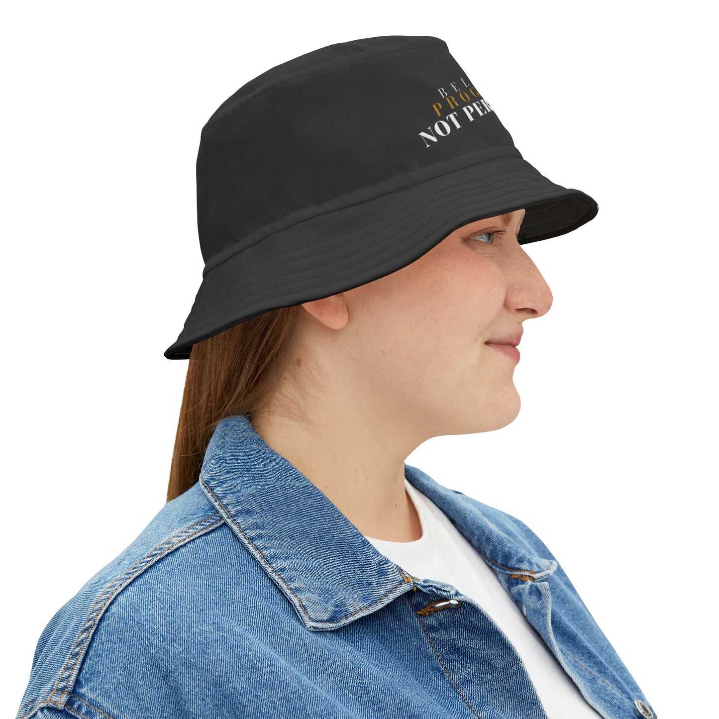 Believe, Progress, Not Perfection | Unisex Bucket Hat (black) | The Just Simple Series