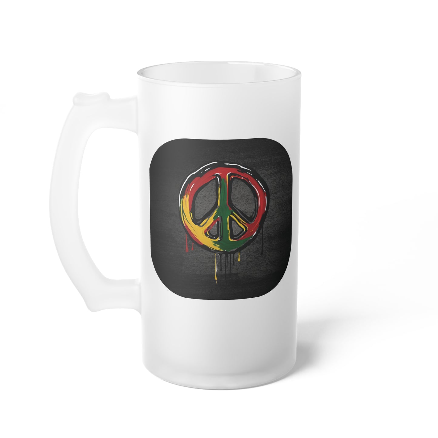 Peace Sign - Frosted 16 oz. Glass Beer Mug - Ideal for Celebrations and Relaxed Gatherings