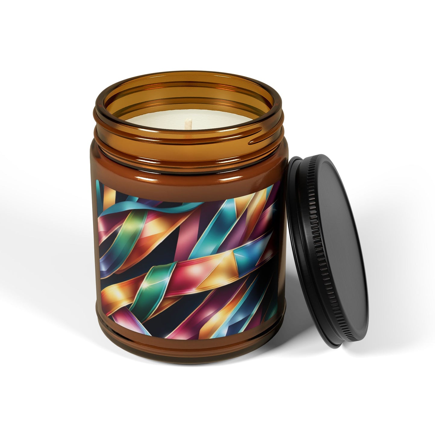Ribbon Wave - Amber Jar 9oz, Soy Candle - Eco-Friendly