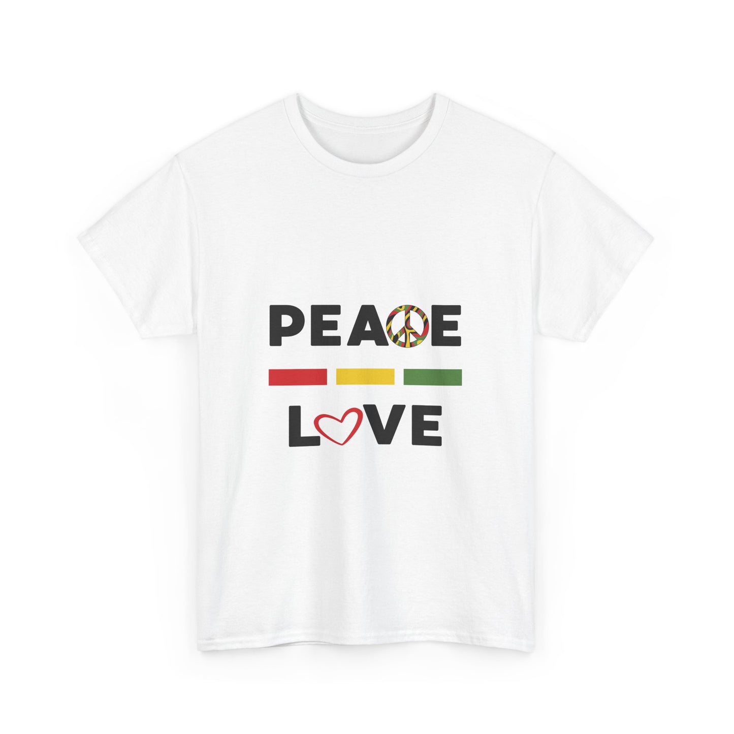 Peace-Love (black lettering) - Heavy Cotton Tee