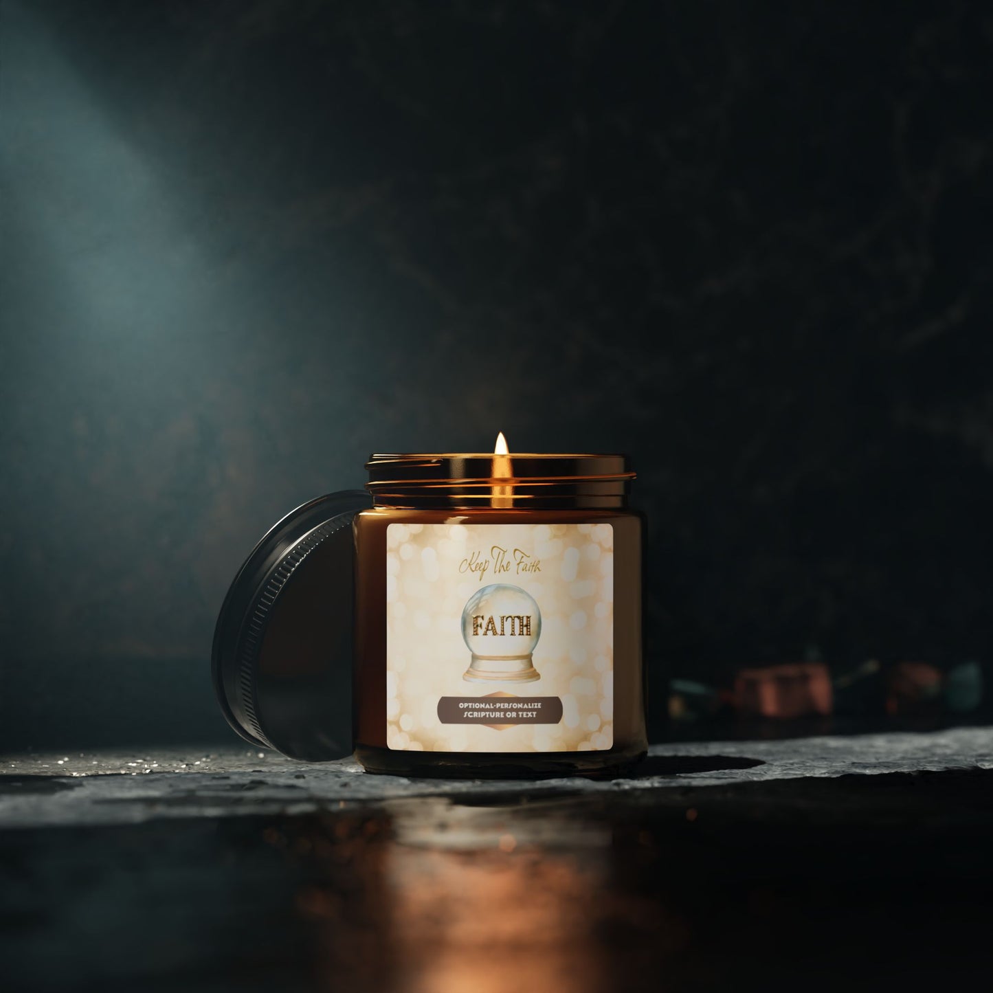 Keep The Faith - Amber Jar 4oz, Soy Candle - for Relaxation & Inspiration