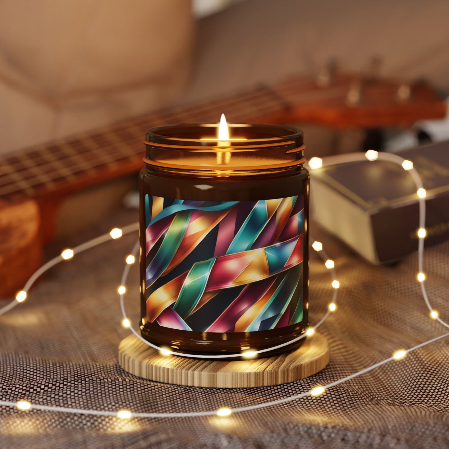 Ribbon Wave - Amber Jar 9oz, Soy Candle - Eco-Friendly