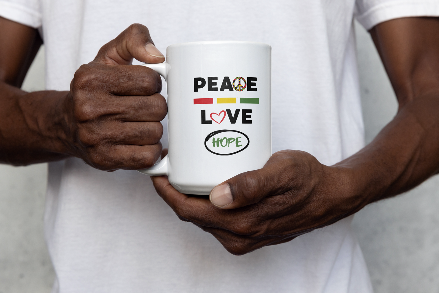 Peace & Love (green) - Ceramic Mug - 11oz & 15oz - Perfect Gift for Inspiration & Motivation
