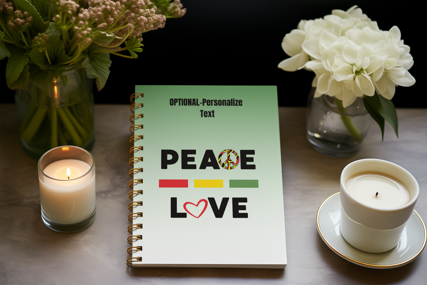 Peace & Love - Personalized Spiral Notebook