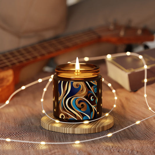 Blue Maze - Amber Jar 4oz, Soy Candle - Eco-Friendly
