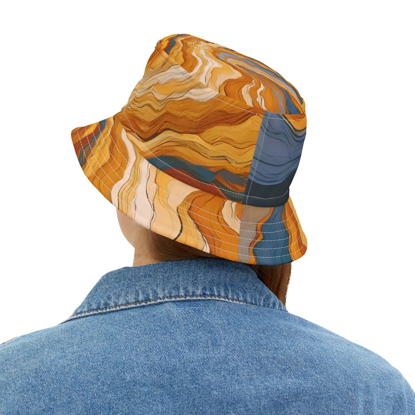 Abstract Marbled | Unisex Bucket Hat (Orange/Slate Mix) | Flow Series