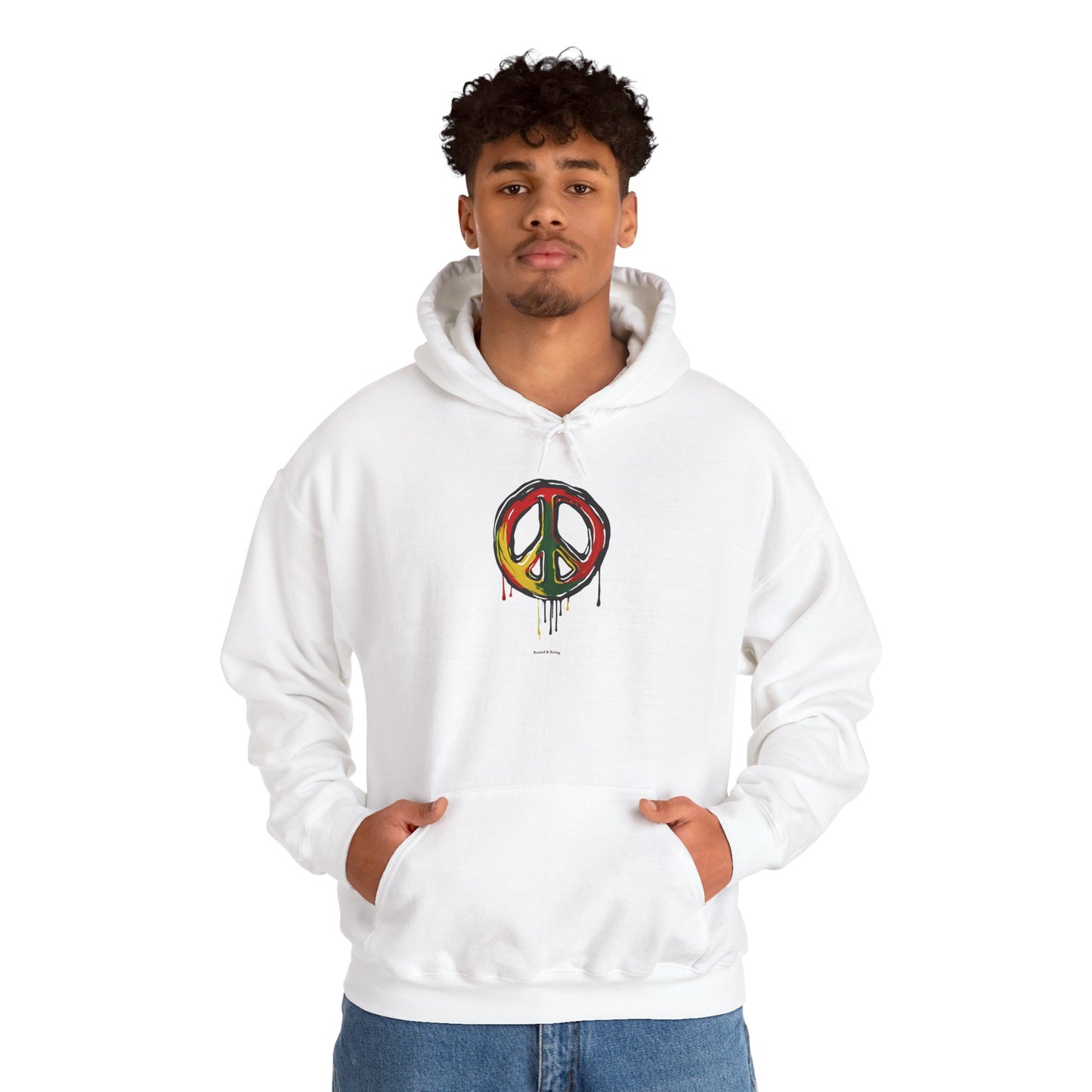 Rooted & Rising Hoodie (Peace Sign) | Humble Strength Unisex Hooded Sweatshirt (white)