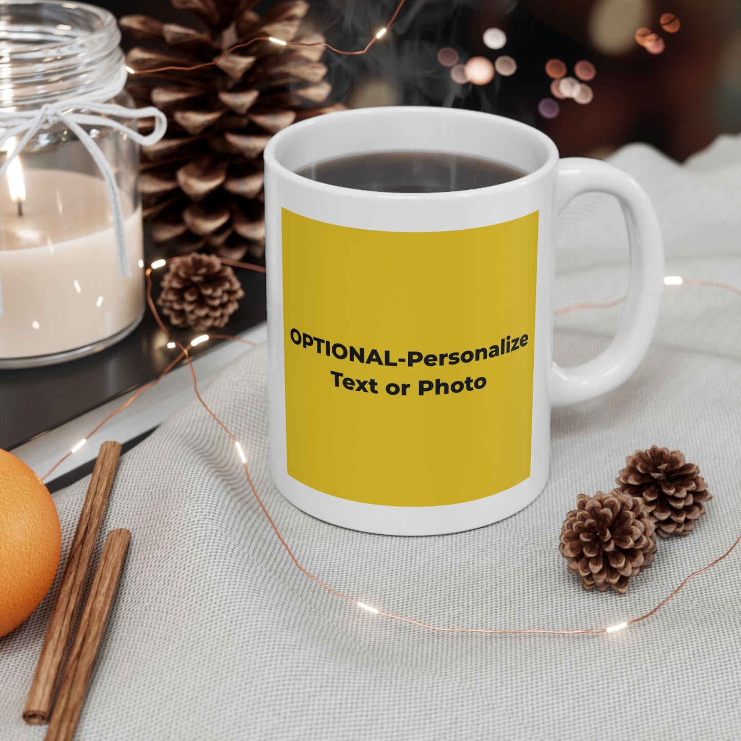 Peace & Love (yellow) -  Ceramic Mug - 11oz & 15oz - Perfect Gift for Inspiration & Motivation