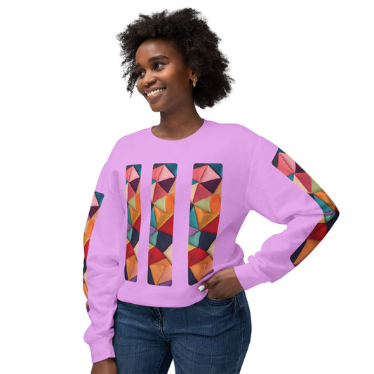 Color Maze - Colorful Geometric Design Unisex Lightweight Crewneck Sweatshirt - Stylish & Comfortable