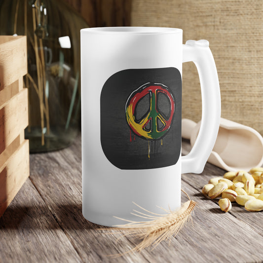 Peace Sign - Frosted 16 oz. Glass Beer Mug - Ideal for Celebrations and Relaxed Gatherings