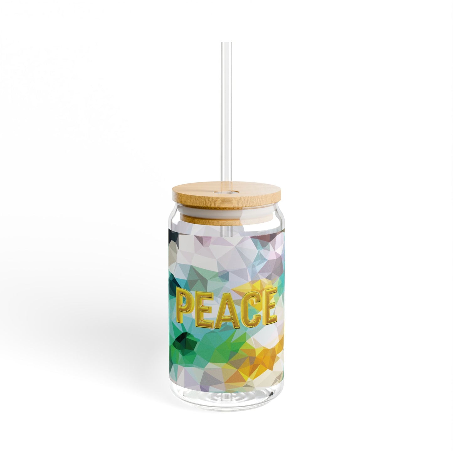 Peace Amarilla - Sipper Glass 16oz, Eco-Friendly Drinkware