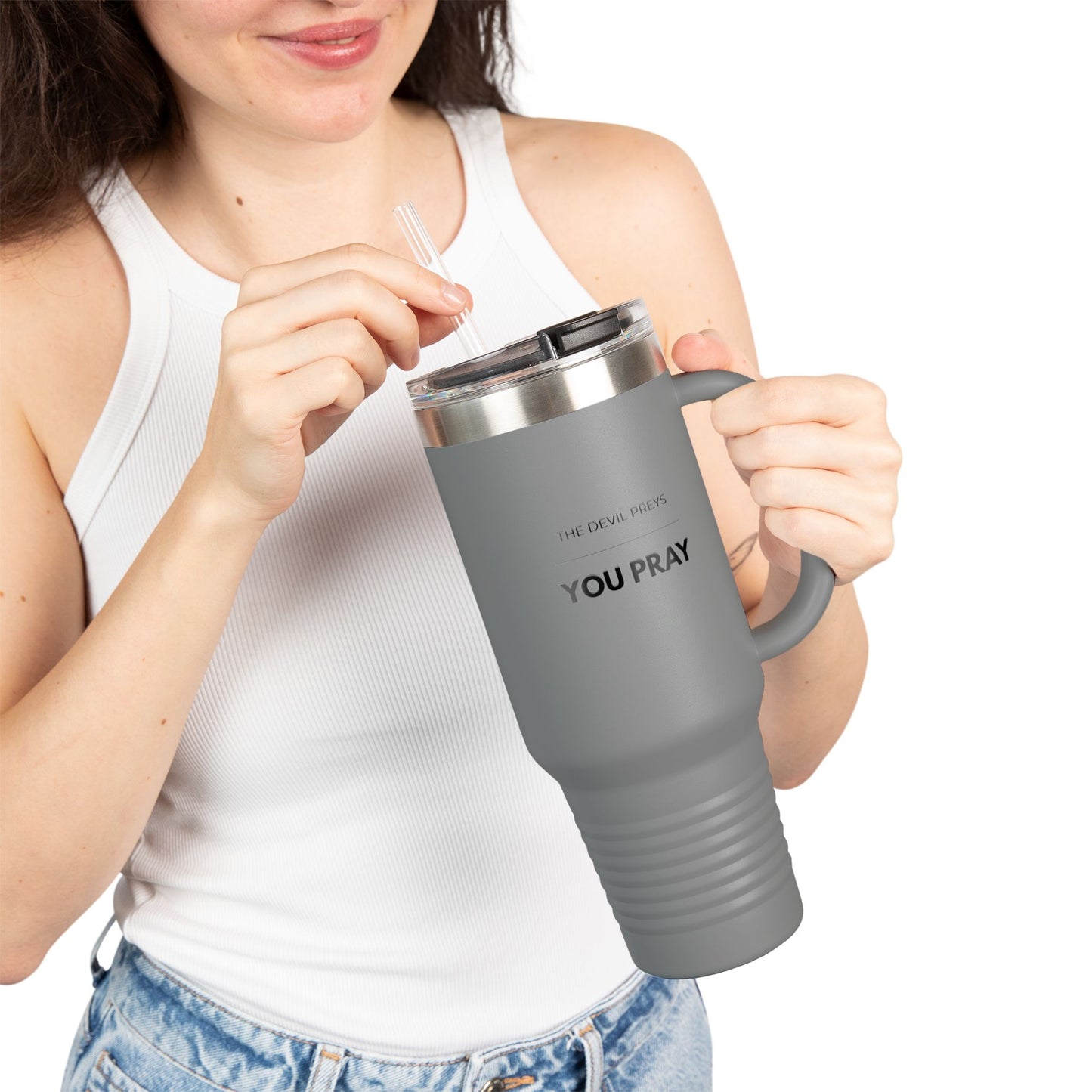 The Devil Preys, You Pray | 40oz Faith Reminder Tumbler