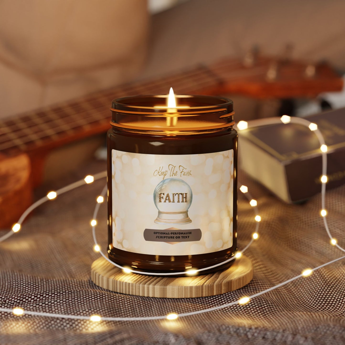Keep The Faith -  Amber Jar 9oz, Soy Candle - Perfect for Relaxation and Gifting