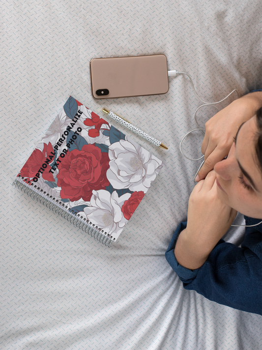Rose - Personalized Floral Spiral Notebook