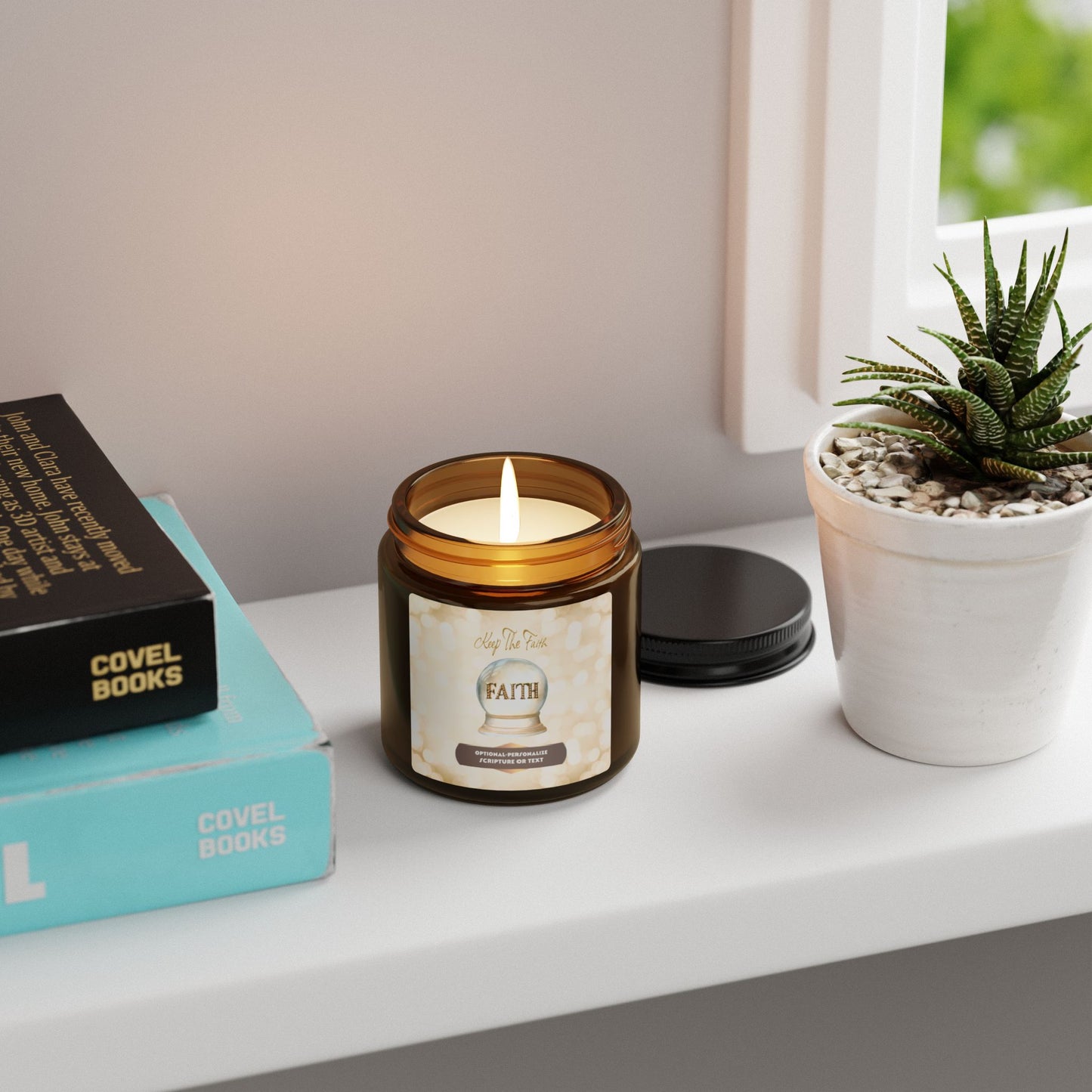 Keep The Faith - Amber Jar 4oz, Soy Candle - for Relaxation & Inspiration