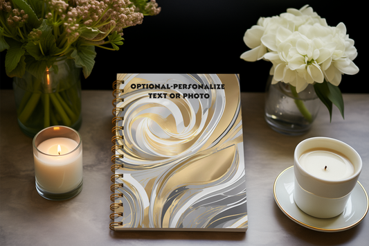 Golden Swirls - Personalized Spiral Notebook