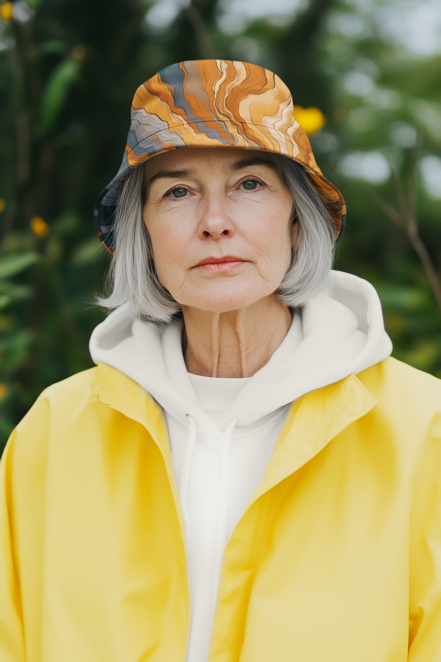 Abstract Marbled | Unisex Bucket Hat (Orange/Slate Mix) | Flow Series